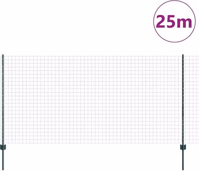 Berkfield Home Green Euro Fence with 11 U-Profile Posts, Steel, 2 x 25 m – 1