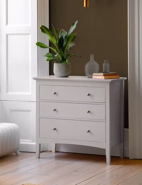 Gallery Direct Hastings Grey 3 Drawer Rubberwood Chest