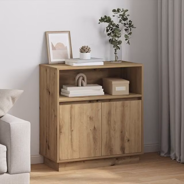 Berkfield Home Artisan Oak Sideboard with Integrated LED Lighting in Brown, W/D/H: 75 x 35 x 71 cm – 1
