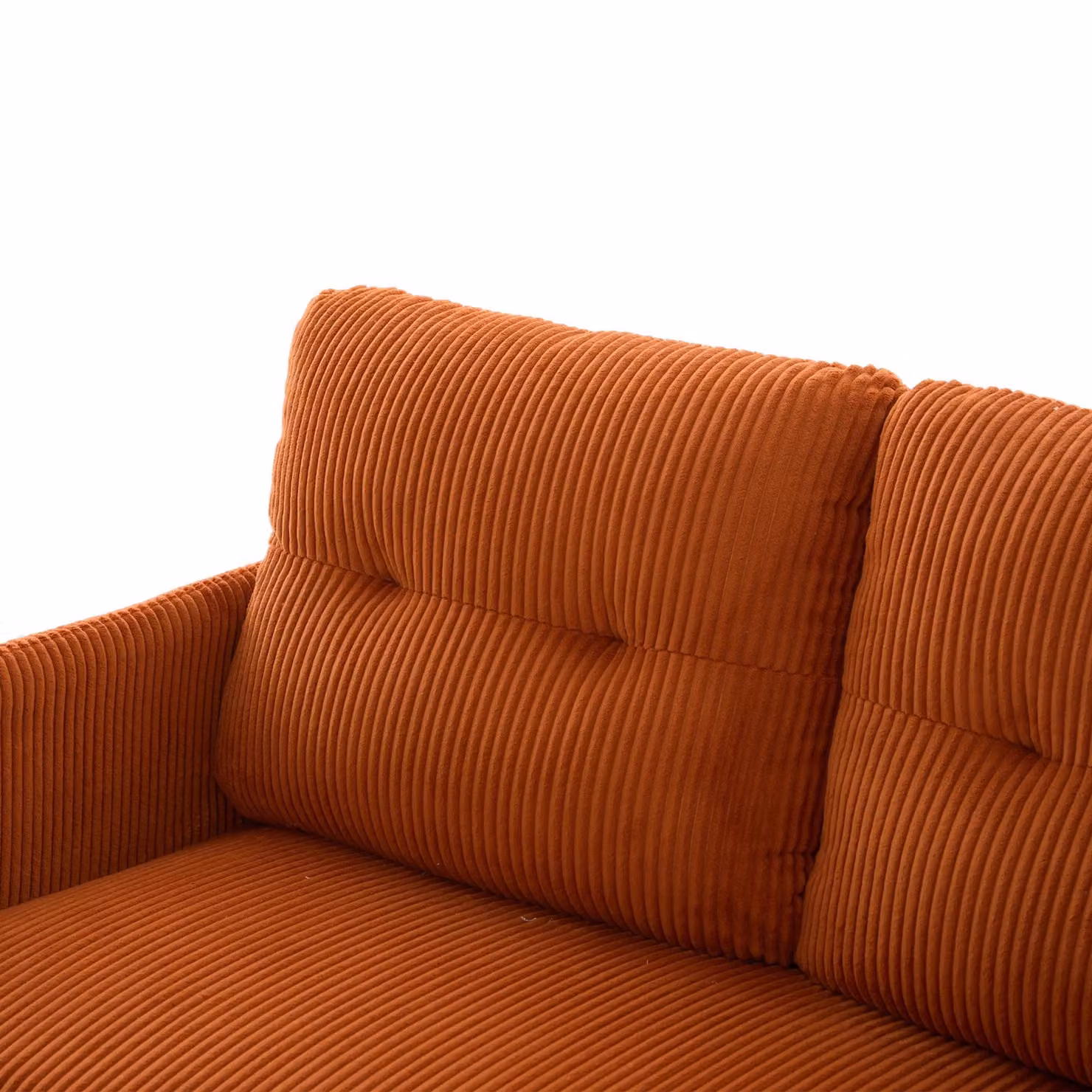 Aosom UK Oversized Two-Seater Corduroy Sofa in Orange with Ergonomic Curves and Dual Side Storage Pockets, W/D/H: 171 x 72 x 80 cm – 4