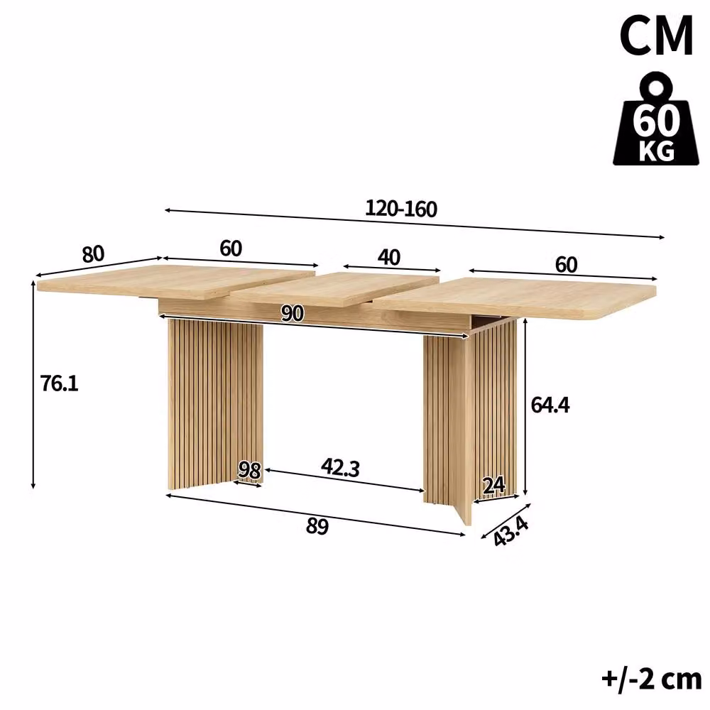Merax Rectangular Extending Dining Table with Central Column Pedestal Base in Brown – 2