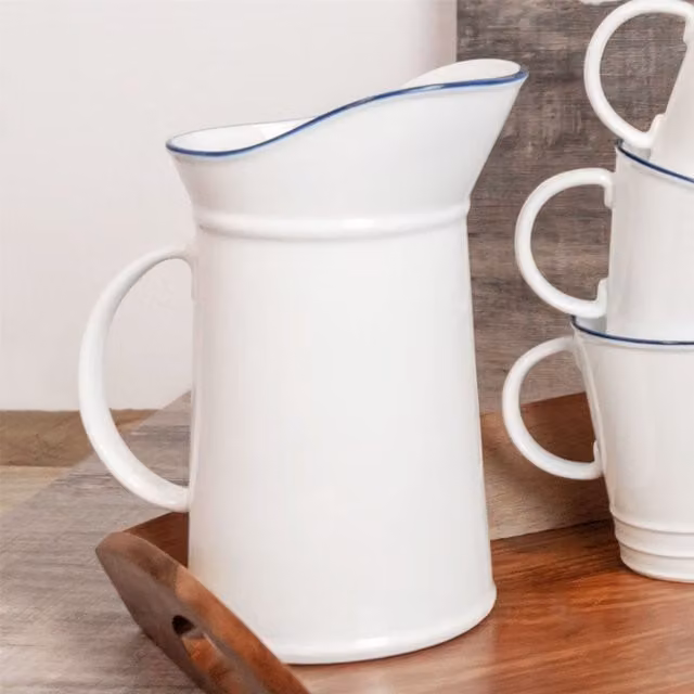 Nicola Spring Ceramic Jug in White and Blue, 1 Litre
