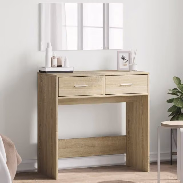 Berkfield Home Modern Dressing Table with Mirror in Sonoma Oak Brown, W: 80 cm, D: 39 cm, H: 80 cm – 1