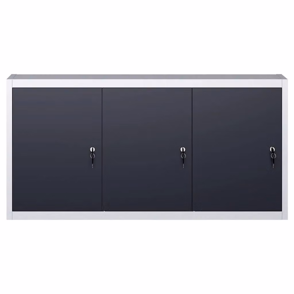 Berkfield Home Industrial Style Wall Mounted Metal Tool Cabinet in Grey and Black – 2