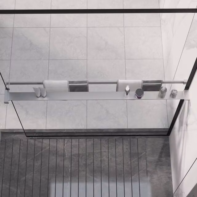 Berkfield Home Wall-Mounted Aluminium Shower Shelf in Silver, 115 cm