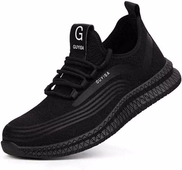Safety Brands Men's Lightweight Water Resistant Safety Air Trainers with Steel Toe Cap in Black, Size 10 UK – 1