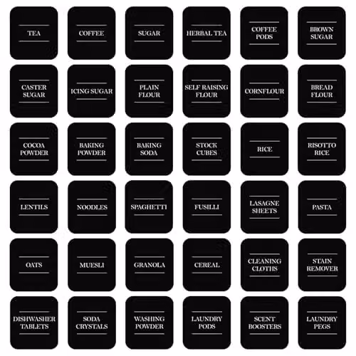 Argon Tableware Black Storage Jar Labels Pack of 216