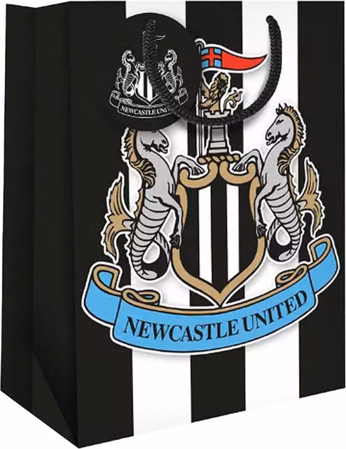 Newcastle United FC Crest Paper Gift Bag in Black, White and Blue