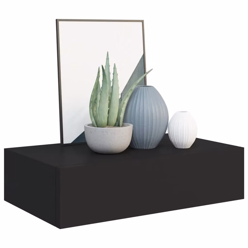 Berkfield Home Wall-mounted Drawer Shelf in Black, W: 40 cm, D: 23.5 cm, H: 10 cm – 3