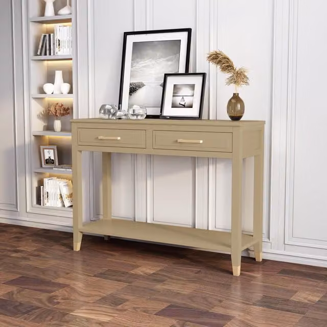 Cabinet Bits Palazzi 2 Drawer Console Table in Light Beige