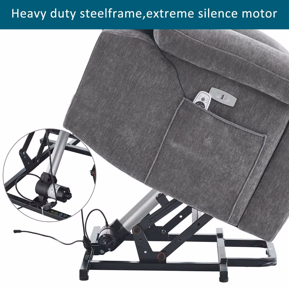 Matteo Electric Power Lift Recliner Chair with Massage, Heat and USB in Grey Fabric – 9