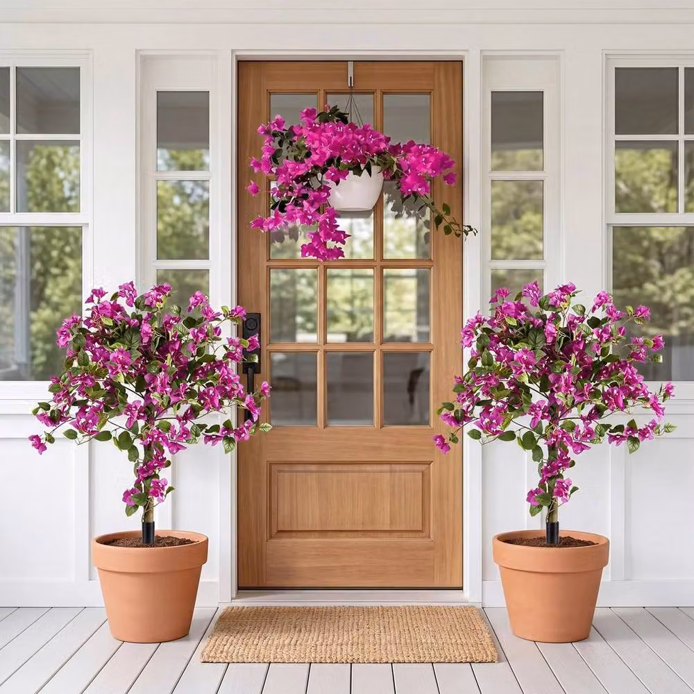 Havendro 2-Piece Set of Pink Artificial Silk Bougainvillea Fake Floral Trees – 2