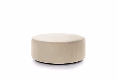 Abakus Direct Solero Velvet Swivel Footstool, Beige, Diameter: 100 cm