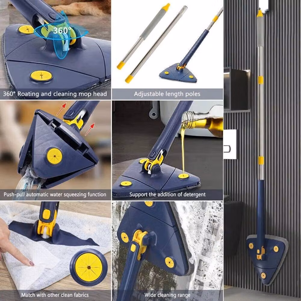PAWNORA 360 Triangle Mop with Wringer and Microfibre Pads in Blue – 3