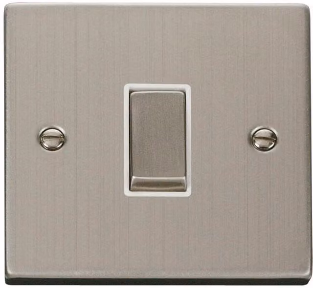 SE HOME Stainless Steel 10A 1 Gang Intermediate Ingot Surface Light Switch in White and Silver