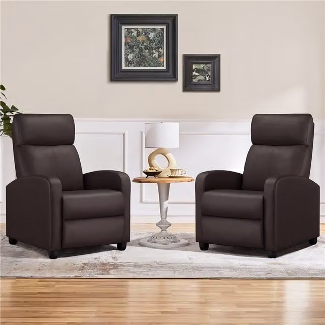 Yaheetech Brown Upholstered Armchair Recliner with Armrests