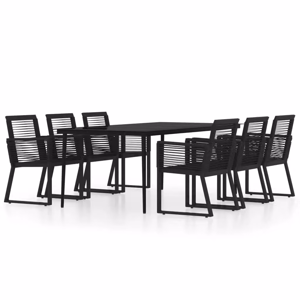 Berkfield Home 7 Piece Modern Garden Dining Set in Black – 2