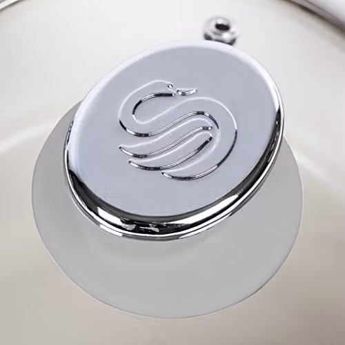 Swan Retro 3 Piece Ceramic Non Stick Saucepan Set with Glass Lids, Grey – 3