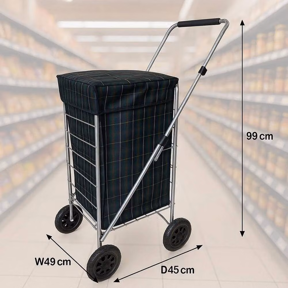 VOGREX 51L Foldable 4-Wheel Shopping Trolley in Black – 2
