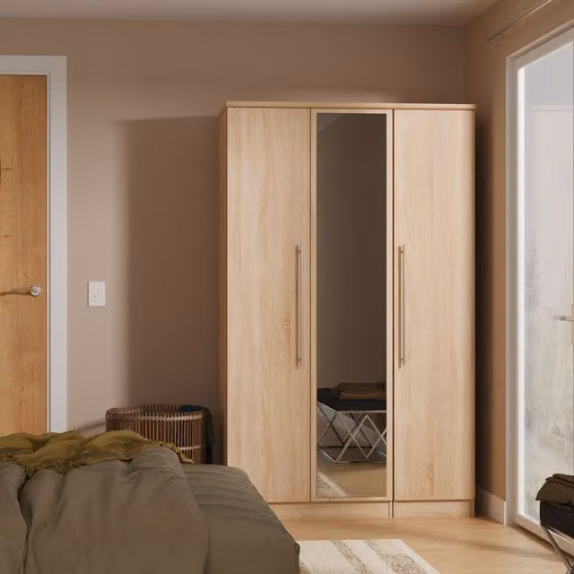 Ready Assembled 2 U Carlton Triple Mirror Wardrobe in Light Oak – 1
