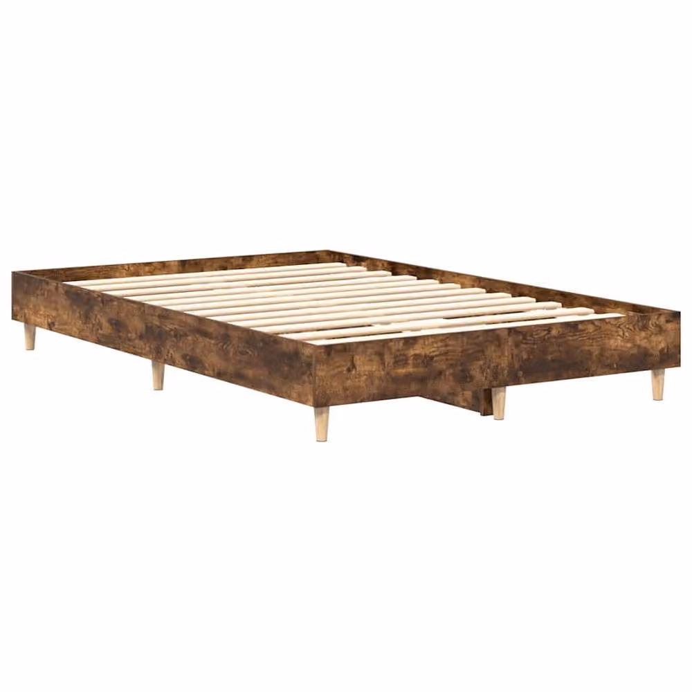 Berkfield Home Small Double Wood Bed Frame in Smoked Oak Brown, W/D/H: 120 x 190 cm – 3