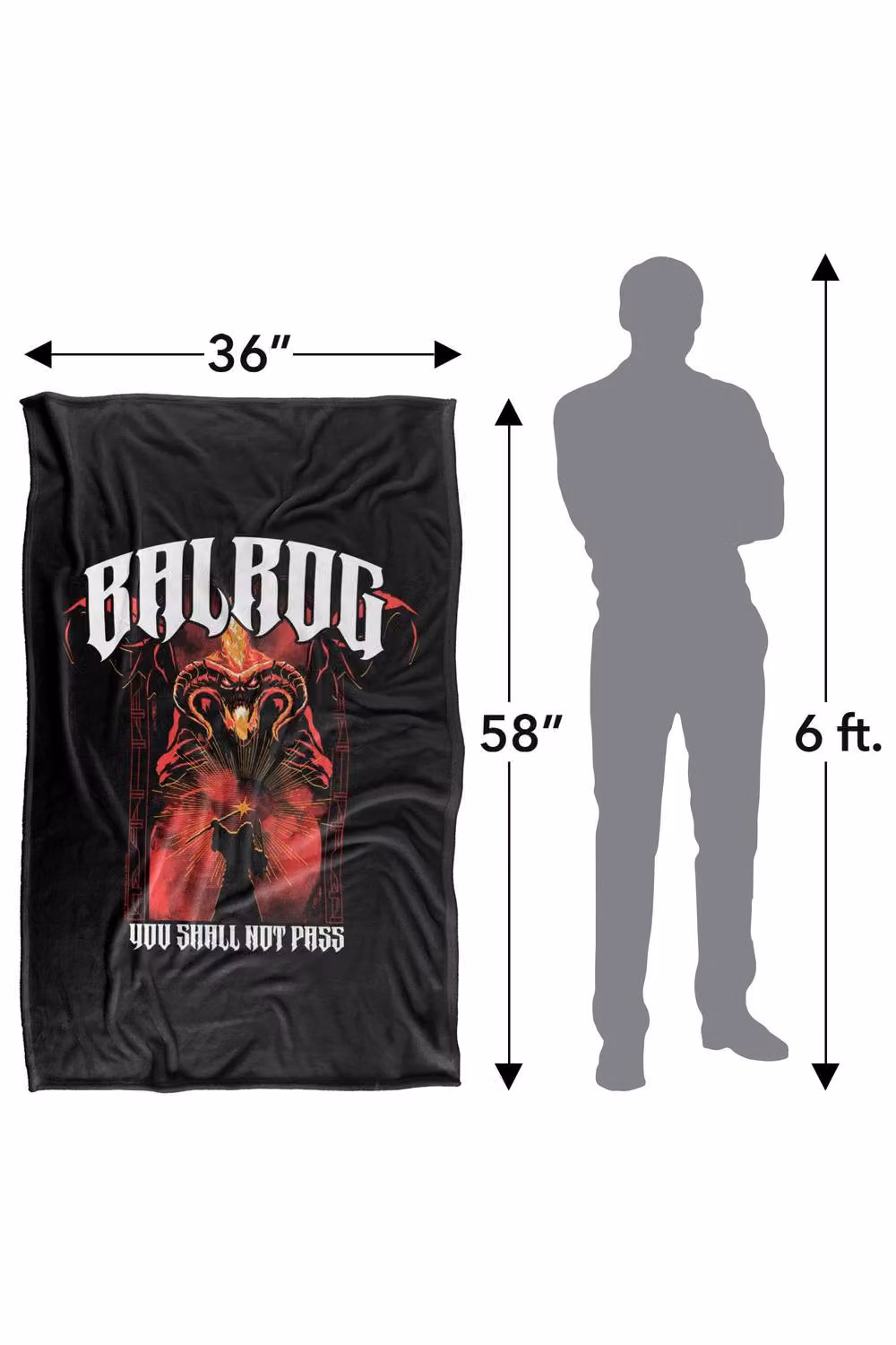 LOGOVISION The Lord Of The Rings Balrog Band Super Soft Fleece Throw Blanket, Multicolour, W: 91 cm, D: 147 cm – 8