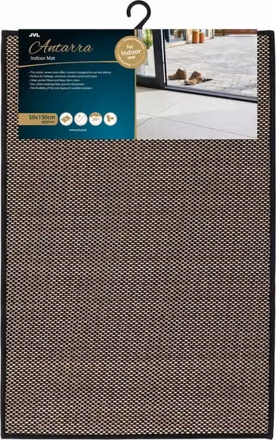 JVL Antarra Non-Slip Machine Washable Entrance Doormat, Black