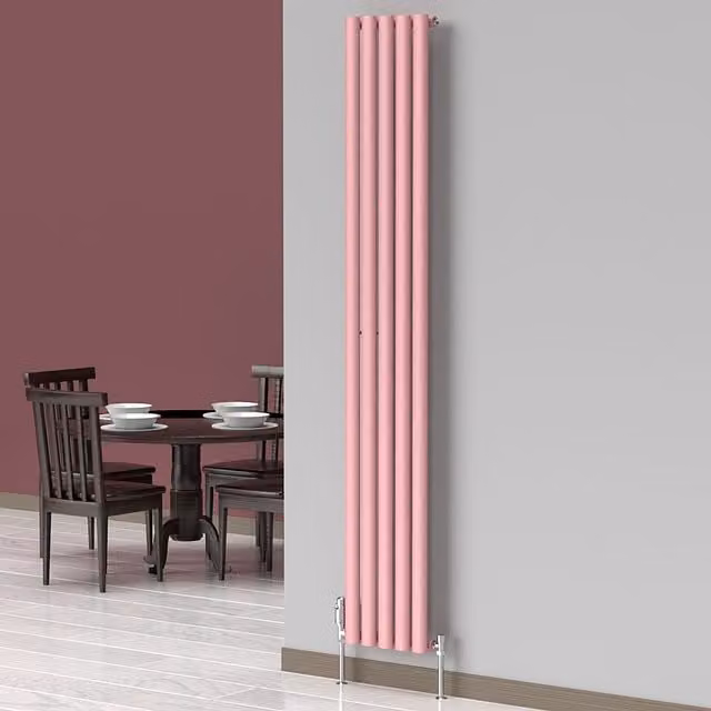 Lux Heat Oval Coloured Vertical Radiator in Pink, H 180 cm x W 30 cm