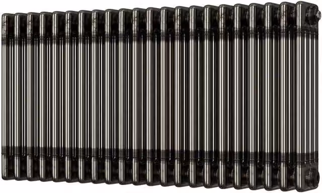 UK Radiators Alpha 4 Column Horizontal Traditional Cast-Iron Style Radiator in Raw Metal Silver, W: 988 mm, H: 500 mm – 1