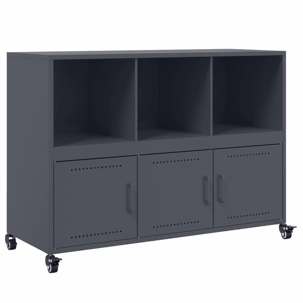 Berkfield Home Anthracite Metal Sideboard in Dark Grey, W/D/H: 100.5 x 39 x 72 cm – 3