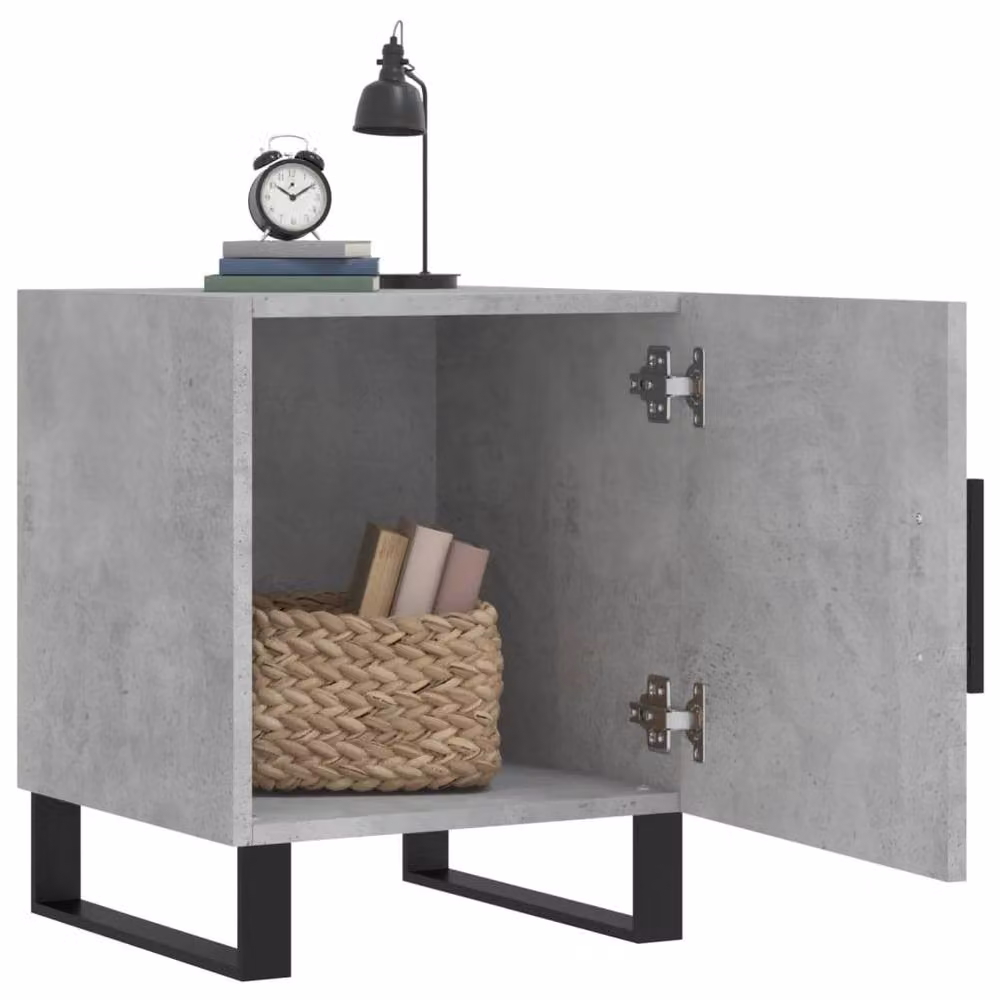 Berkfield Home Set of 2 Modern Bedside Cabinets in Concrete Grey, W/D/H: 40 x 40 x 50 cm – 2