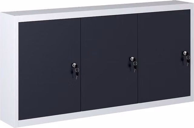 Berkfield Home Industrial Style Wall Mounted Metal Tool Cabinet in Grey and Black – 1