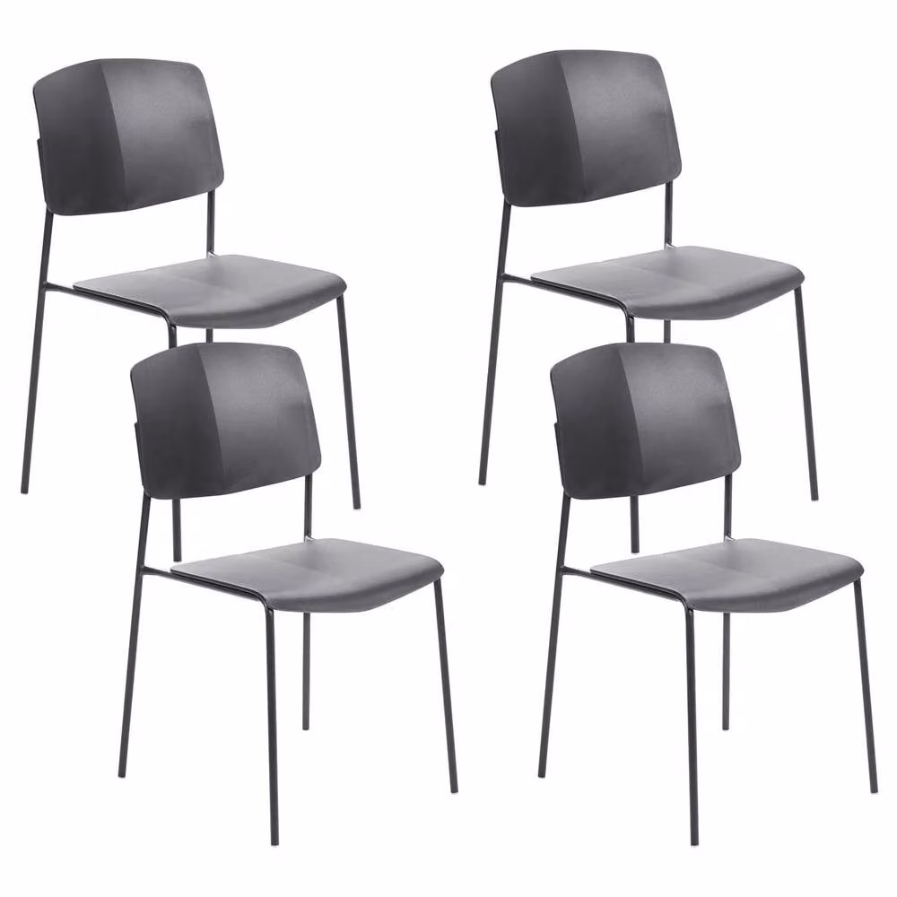 Wyld and Coco Set of 2 Black Armless Dining Chairs with Synthetic Leather Seats – 2