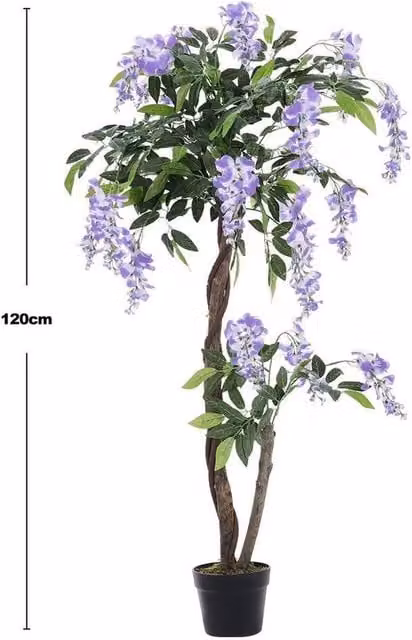 FLAVORA Large Artificial Purple Wisteria Flower Tree in Pot