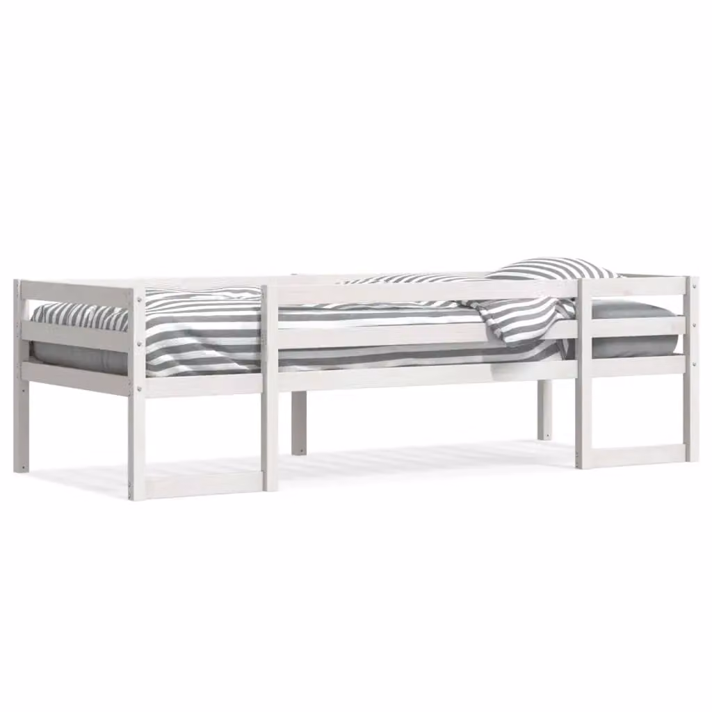 Berkfield Home Kids' Solid Wood Pine Bed Frame in White, W/D/H: 90 x 200 cm – 2