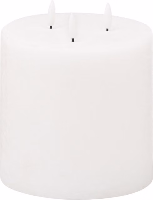 Luxer Collection Natural Glow White LED Pillar Candle with Flicker Effect and Timer, White, H: 15.24 cm, W: 15.24 cm, D: 15.24 cm