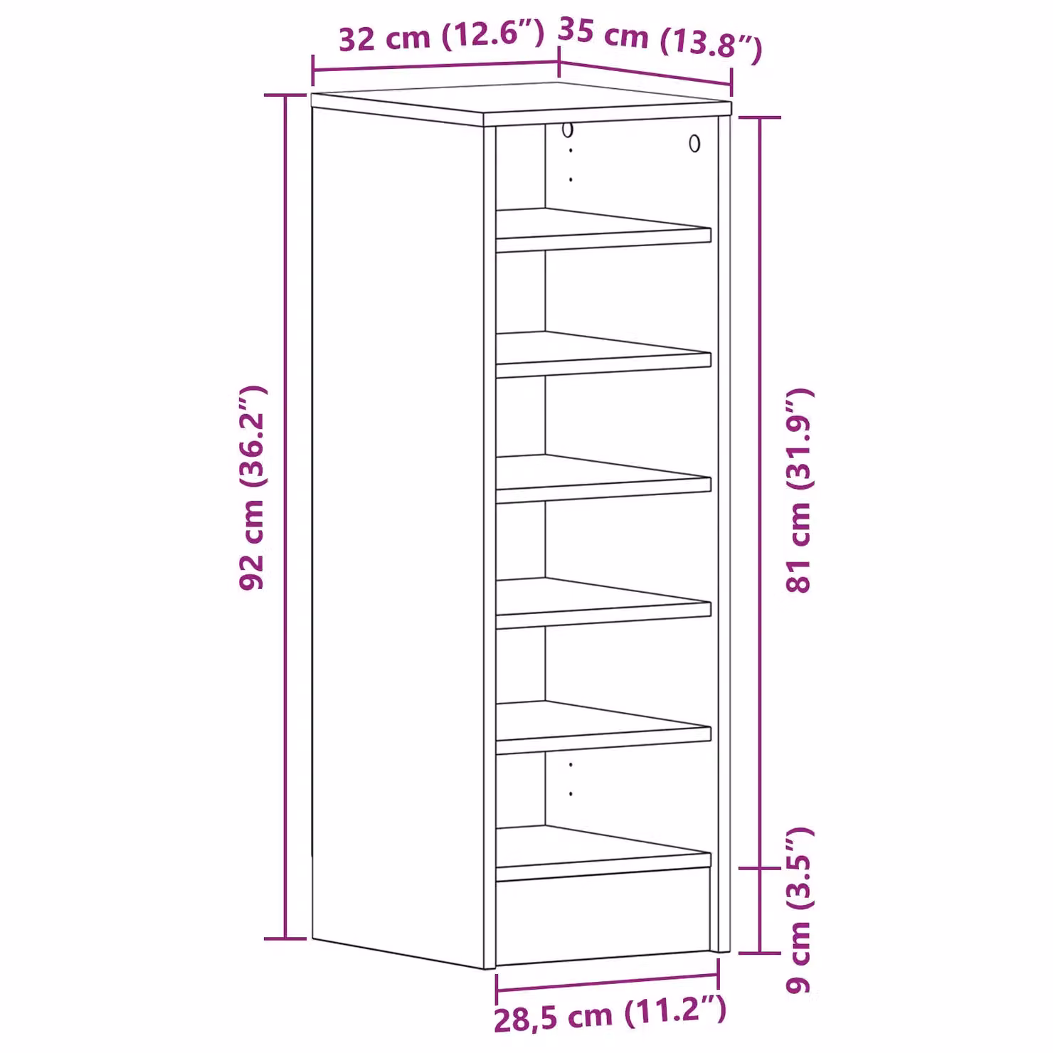 Berkfield Home Modern Shoe Cabinet in Black Oak, W/D/H: 31.5 x 35 x 90 cm – 3