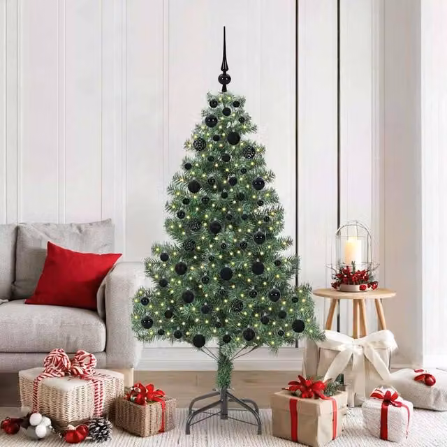 Berkfield Home Green PVC Christmas Tree with 300 LEDs and Stand, Height: 180 cm