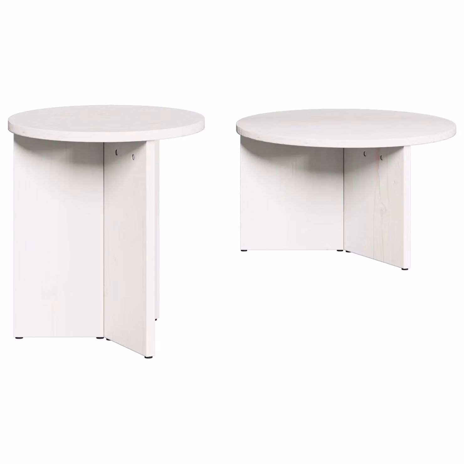 Berkfield Home 2-Piece White Solid Pine Wood Round Nested Coffee Table Set – 2