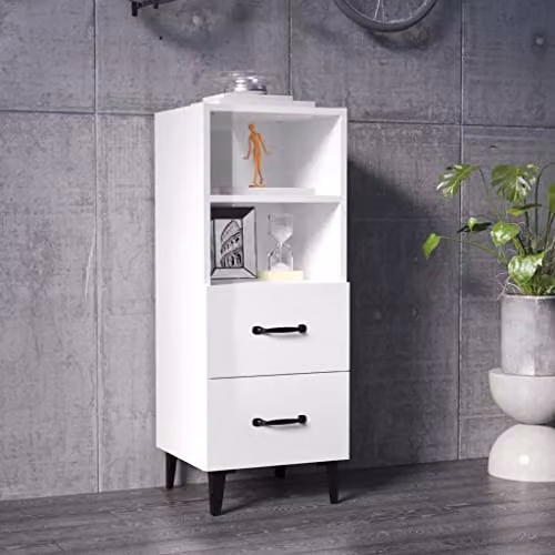 vidaXL High Gloss White Modern Sideboard in MDF, W/D/H: 34.5 x 34 x 90 cm – 2