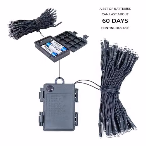 The Christmas Workshop 70330 Warm White LED Christmas Tree Lights, 100 LED, 9.9 Metres, Battery Operated, 8 Light Modes