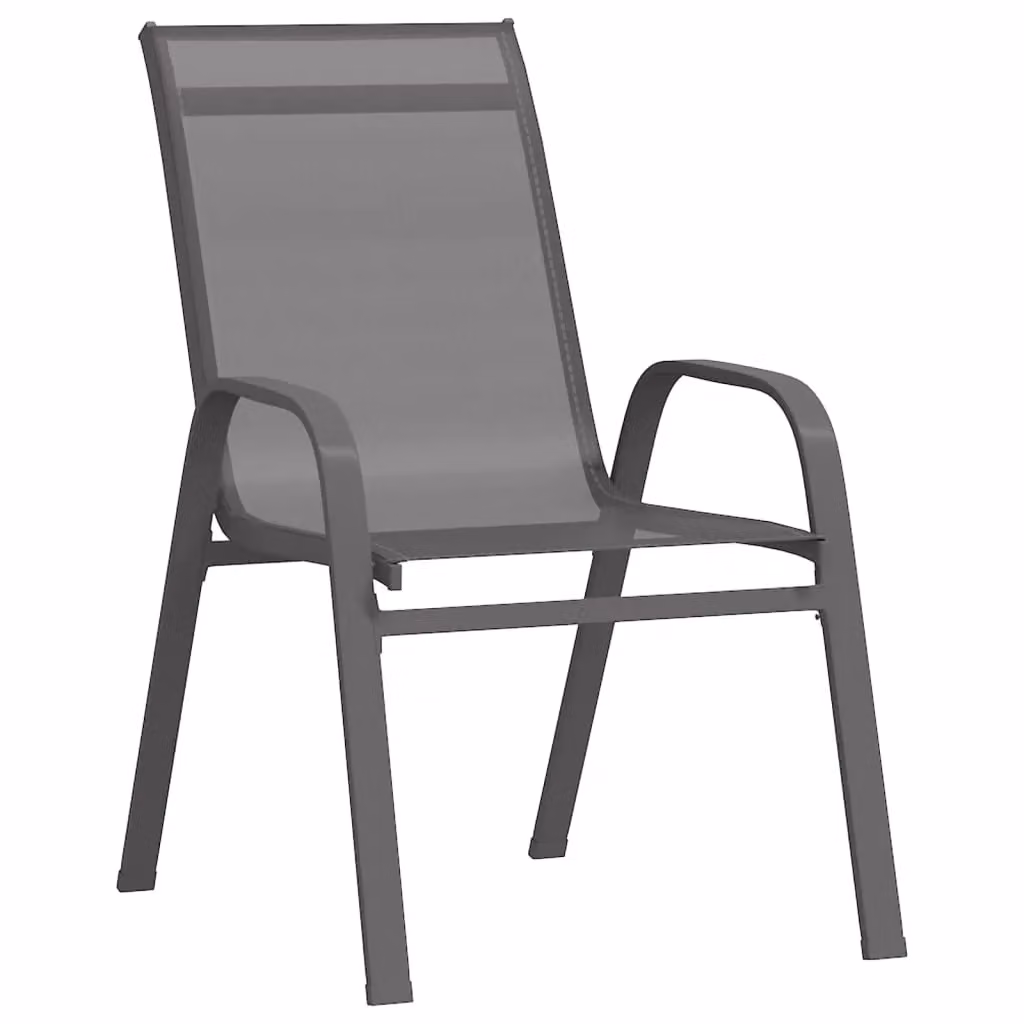 Berkfield Home Stackable Garden Chairs, 2 Piece Set in Grey Textilene Fabric and Steel – 2