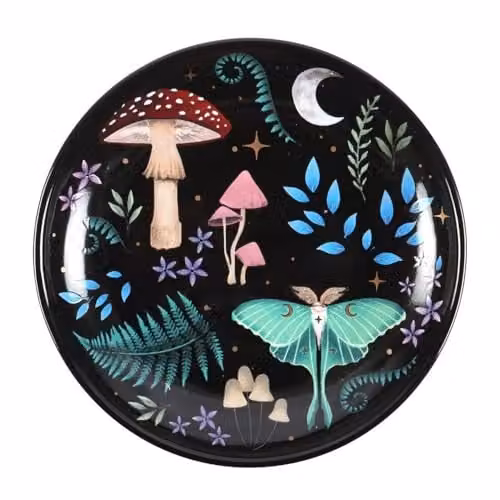 Something Different Wholesale Nocturnal Landscape Round Floral Trinket Dish in Multicolour, Gold and Black, Diameter: 18.0 cm – 1