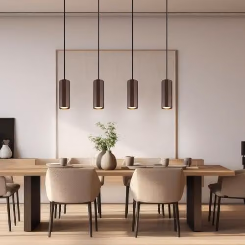 Globo Lighting James Bar Bronze Aluminium Pendant Light with 4x GU10 Sockets, Height: 120 cm, Width: 61 cm, Depth: 6 cm – 4