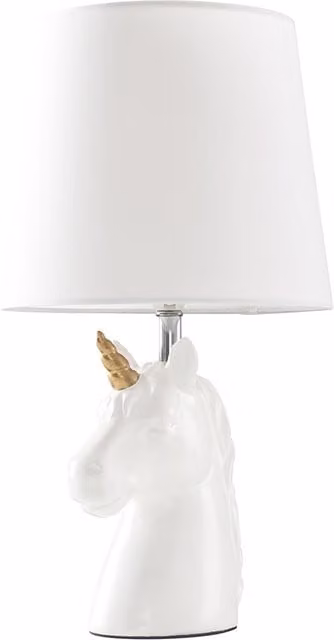 ValueLights Unicorn Novelty Table Lamp in White and Gold/Brass, Height: 40.5 cm