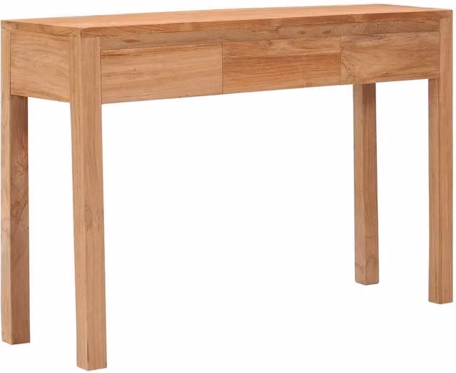 Berkfield Home Rustic Solid Teak Wood Console Table, Brown, W/D/H: 110 x 35 x 75 cm