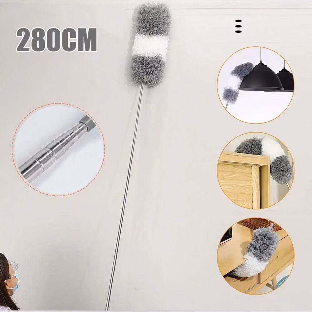VOGREX Grey Telescopic Microfibre Duster with Stainless Steel Handle, 280 cm – 2