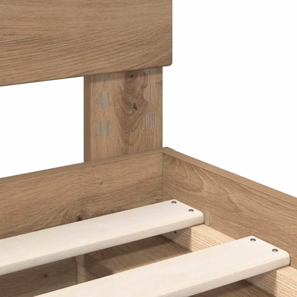 Berkfield Home Artisan Oak Bed Frame in Brown, W/D/H: 140 x 190 cm – 3