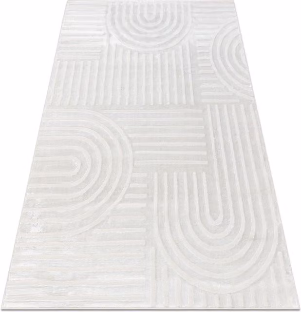 RugsX Balance Rectangular Rug in Yellow and White with High-Low Effect, W: 80 cm, L: 150 cm
