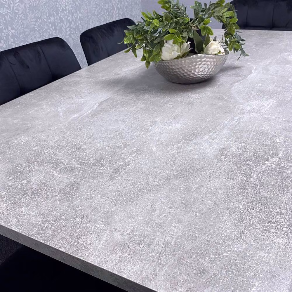 KOSY KOALA Modern Rectangular Dining Table Set with 6 Black Velvet Chairs in Brown and Grey – 4